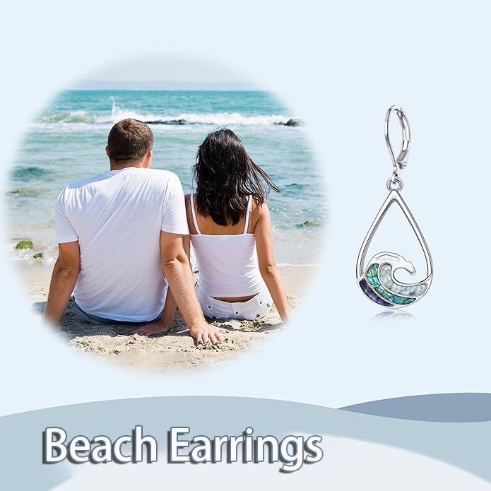 Ocean Wave Earrings for Women Turquoise Dangle Earrings Ocaen Jewelry for Women