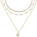 Zeffy Gold Pearl Necklace for Women, Dainty 14K Gold/Silve Plated Layered Pearl Choker Pearl Earrings Pearl Bracelets Wedding Trendy Gold Jewelry Set for Women Gifts