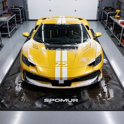 Garage Floor Mat 8'6"×20', 610GSM PVC Containment Mat Raised Edge by Unknown