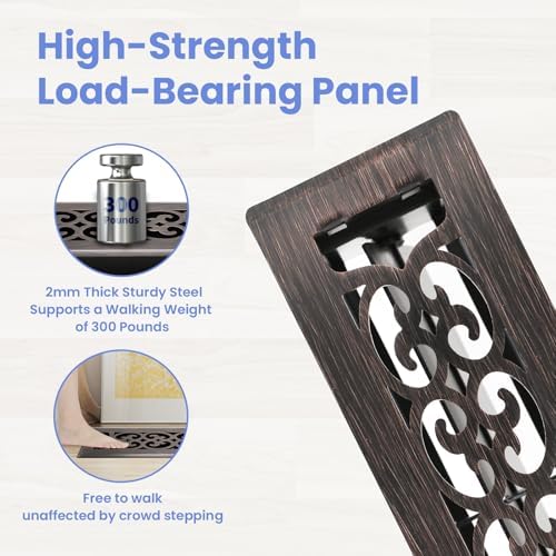 Howeall 2x12 Inches 2 Pack Heavy Duty Walkable Floor Register Easy Adjust Air - Image 2