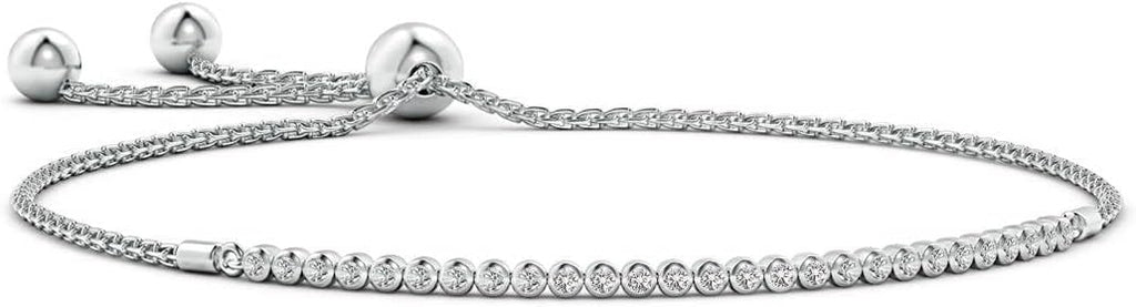 Angara Diamond Tennis Bolo Bracelet in 14K Solid Gold | Natural Diamond Adjustable Chain Bracelet for Women | April Birthstone Jewelry Gift For Women