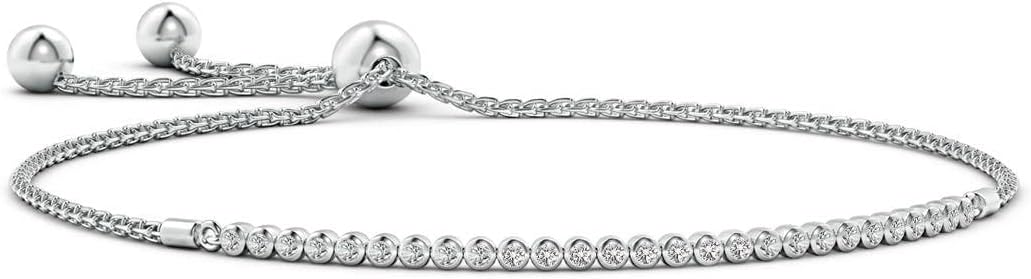 Angara Diamond Tennis Bolo Bracelet in 14K Solid Gold | Natural Diamond Adjustable Chain Bracelet for Women | April Birthstone Jewelry Gift For Women
