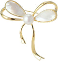 Bow Knot Pin Rhinestone Crystal Pearl Brooch 18k Gold Plated Lapel Pin Birthday Jewelry Gift for Women Men