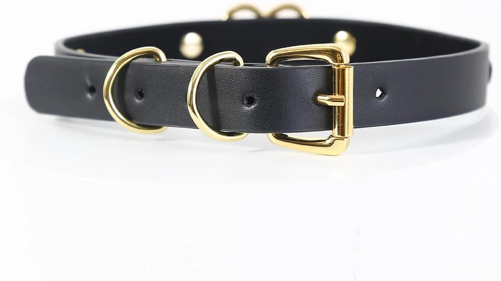 Succuba Handmade Heart Ring Rhinestone Letter Pu Leather Choker Collar Necklace for Women and Men