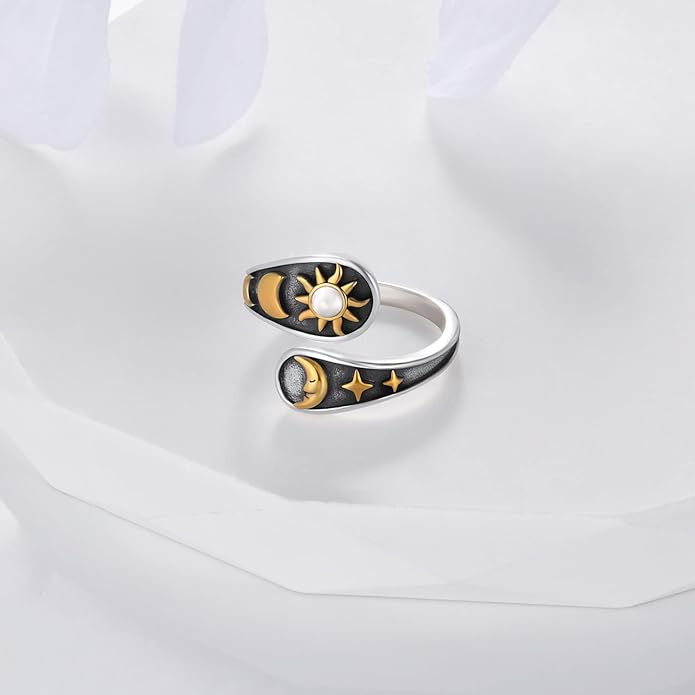 Spoon Rings for Women 925 Sterling Silver Sunflower Adjustable Thumb Spoon Rings Celtic Knot Promise Engagement Statement Boho Vintage Finger Open Antique Rings Jewelry