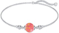 Opal Anklet/Bracelets for Women, S925 Sterling Silver Adjustable Foot Beaded Round Charm Ankle Bracelet Anklets Jewelry Anniversary Birthday Gifts for Women-1