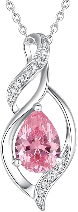 FANCIME Birthstone Necklace for Women Teardrop Necklace S925 Sterling Silver Infinity Love Birthday Gifts for Mom Women Girls, 16"+2" Inches