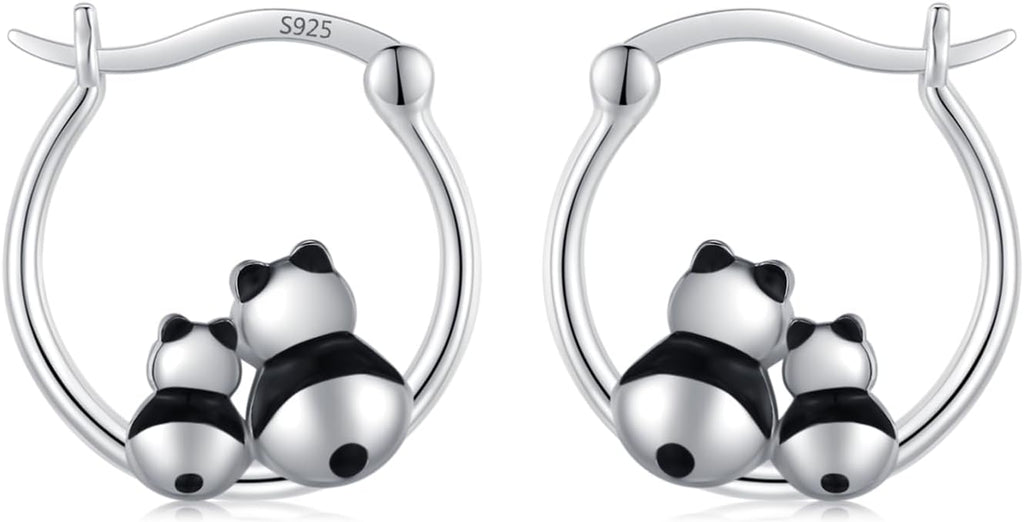 JUSTKIDSTOY Hypoallergenic Panda/Unicorn/Hummingbird/Dolphin Hoop Earrings for Women 925 Sterling Silver Animal Huggie Hoop Earrings Jewelry Gifts for Sensitive Ears