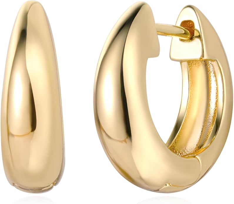 MYEARS Women Earrings Gold Huggie Hoop Ear Stud Cuff 14K Small Simple Hypoallergenic Everyday Jewelry