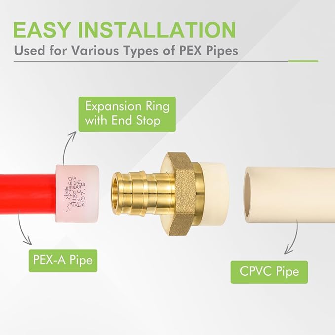5 Pack 1/2" Pex-A x 1/2" CPVC Transition Adapter Heavy Duty Brass Barb PEX - Image 5