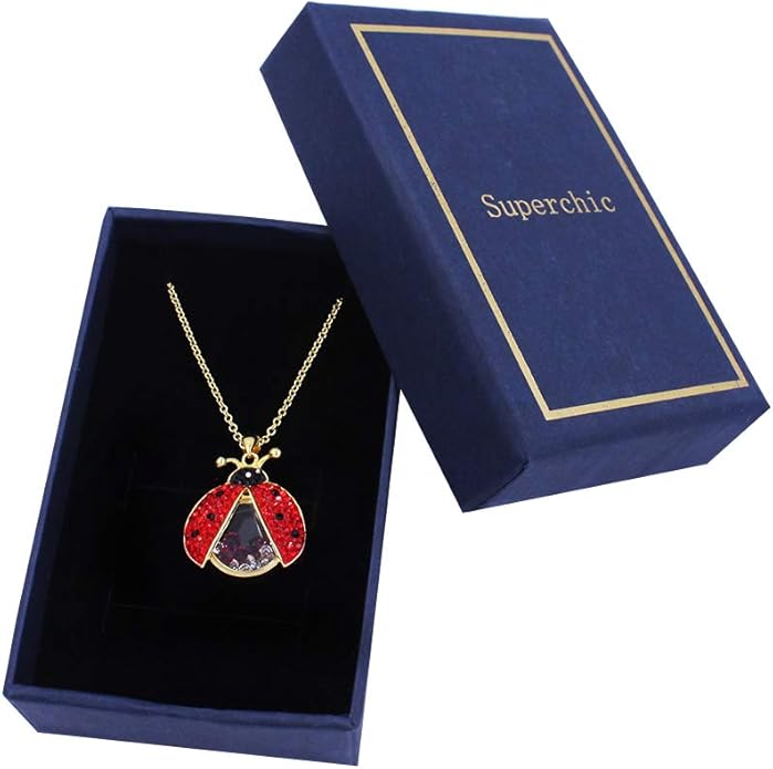Superchic Ladybug Pendant Necklace Cute Cubic Zirconia with floating Crystals for Women Halloween Party Birthday Gifts