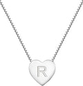 YL Initial Necklace 925 Sterling Silver Heart Letter Pendant A-Z Alphabet Cubic Zirconia Jewelry for Women