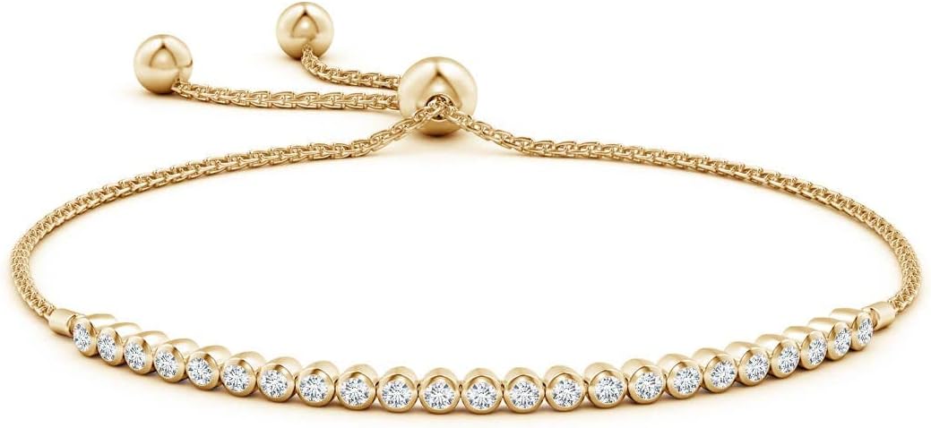 Angara Diamond Tennis Bolo Bracelet in 14K Solid Gold | Natural Diamond Adjustable Chain Bracelet for Women | April Birthstone Jewelry Gift For Women