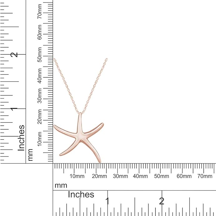 Starfish Charm Pendant Necklace for Women 14K Gold Plated 925 Sterling Silver Ocean Beach Jewelry with 18 Inch Rope Chain Summer Gift
