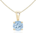 Angara Natural Aquamarine Solitaire Pendant for Women | Round Aquamarine Solitaire Pendant Necklace in 14K Solid Gold/Silver/Platinum With 18" Chain | March Birthday, Gemstone Jewelry Gift