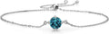 Gem Stone King Gemstone Birthstone Solitaire Bracelet For Women | 925 Sterling Silver | Round 6MM | Gift for Her Women Wife Mom Lady Daughter | Adjustable Bolo Bracelet | Easy-On Easy-Off
