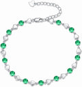 Birthstone Charm Link Bracelet 925 Sterling Silver Rose/Heart/Mom Bracelet with 12 Months Birthstone Mother's Day Gift Jewelry Gifts for Women,Chain Length 7"+2" Extend