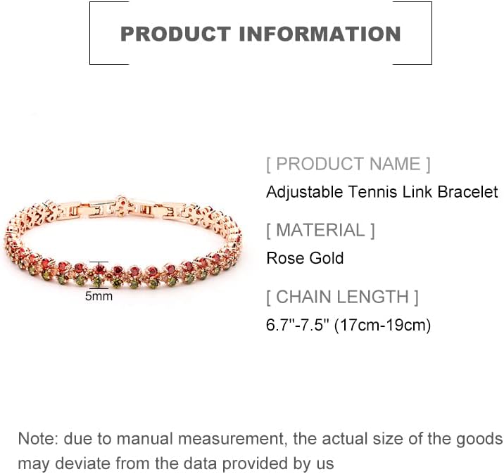 14K Gold Ruby and Emerald Tennis Bracelet for Women,Dainty Love Heart Style Moissanite Adjustable Link Bracelet,Fashion Jewelry Gift for Her