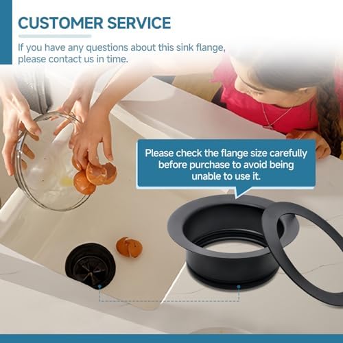 Kitchen Sink Garbage Disposal Flange FLG-MTBLK Putty-Free Rubber Gasket Kit - Image 7