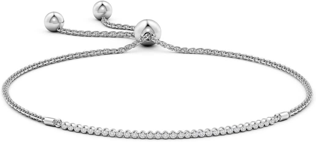 Angara Diamond Tennis Bolo Bracelet in 14K Solid Gold | Natural Diamond Adjustable Chain Bracelet for Women | April Birthstone Jewelry Gift For Women