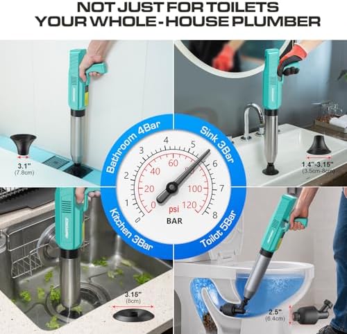 Electric Toilet Plunger, Heavy-Duty Clog Remover, Mint Green - Image 6