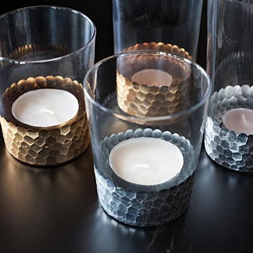 Hosley Set of 2 Argea Loral Glass Vase LED Lantern Candle Holder 4.3 Inch High - Image 2