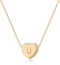 Tiny Gold Initial Heart Necklace-14K Gold Plated Handmade Dainty Letter Heart Necklace for Women Necklace Jewelry