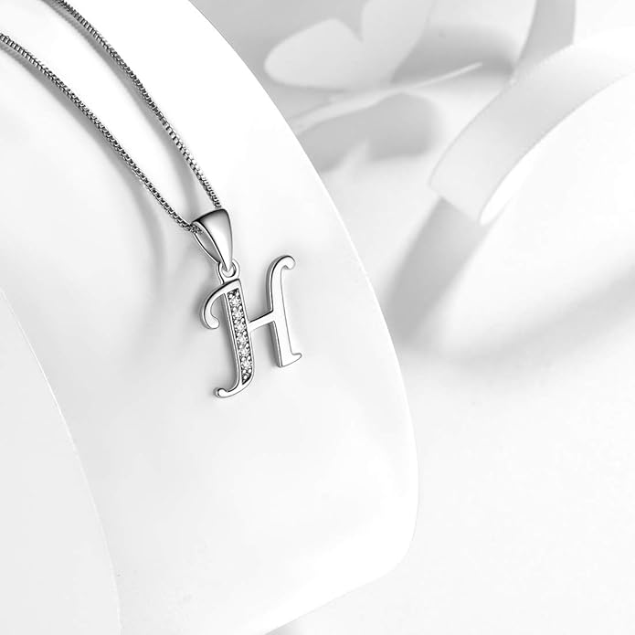 Aurora Tears Letter Necklace Initial 925 Sterling Silver Alphabet Pendant Crystal Name Gift Women Cubic Zirconia Jewelry