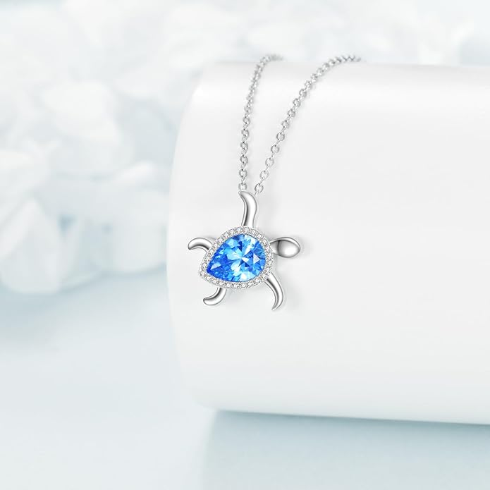 TIGER RIDER Ocean Necklace Sterling Silver Starfish Pendant Necklace Cubic Zirconia Starfish Jewelry Birthday Gifts for Women Ocean Lovers