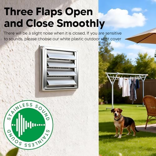 6" Metal Outdoor Dryer Vent Cover Louvered - Image 6