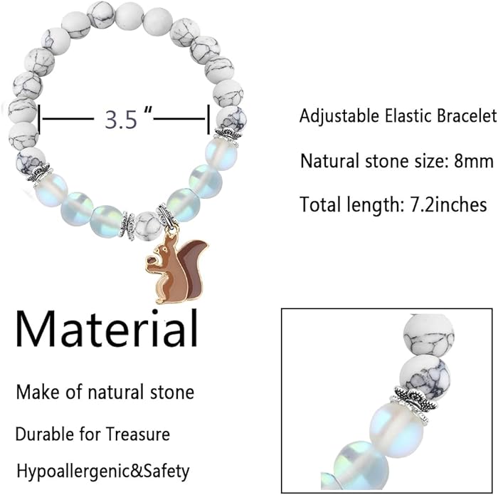FUSTMW Squirrel Gifts Squirrel Bracelets Gifts for Squirrel Lovers Jewelry Cute Animal Lover Gifts Squirrel Inspired Gifts