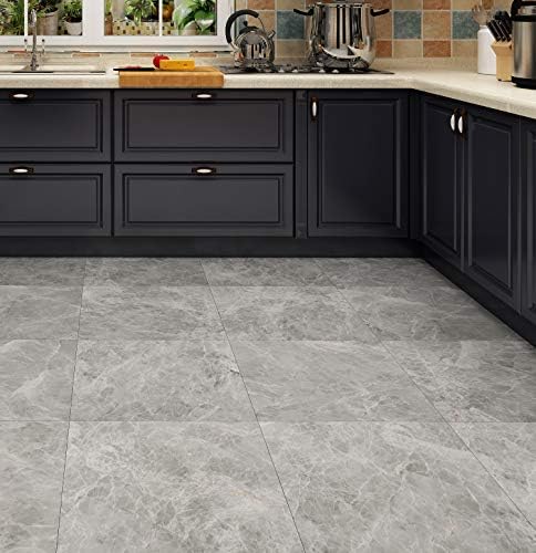 Livelynine 16-Tiles Marble Grey Peel and Stick Floor Tile Stickers 12X12 Inch - Image 5