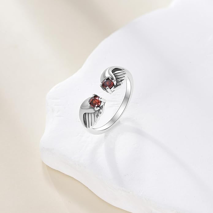 Angel Wing Ring S925 Sterling Silver Adjustable Feather Wrap Rings Jewelry Gifts for Men Women