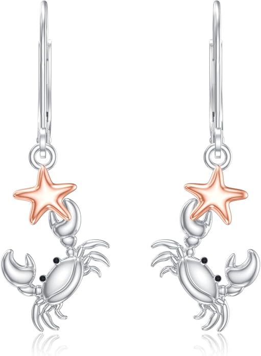 PELOVNY Animal Dangle Earrings Sterling Silver Hypoallergenic Moss Agate Crystal Moonstone Earrings Bee Butterfly Dolphin Peacock Phoenix Jewelry Birthday Christmas Gifts for Women