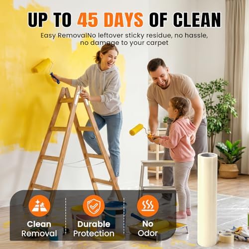Pack of 2 Rolls 3mil Carpet Protection Film 24" x 200', self-Adhesive Plastic - Image 6