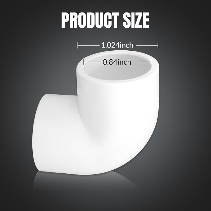 20 Pack 1/2inch 90 Degree PVC Elbow Pipe Fittings, 2 Way Right Angle Furniture - Image 2