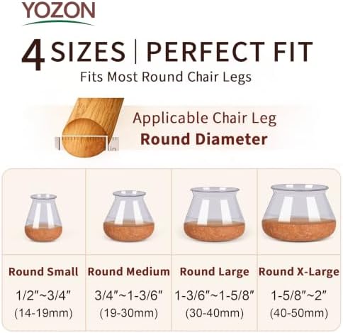 YOZON Chair Leg Floor Protectors Felt Furniture Pads Silicone Caps - Image 3