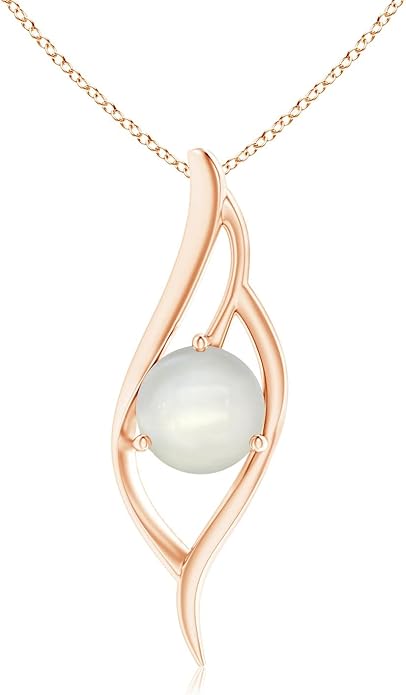 Angara Natural Moonstone Pendant for Women | Moonstone Angel Wing Bypass Pendant in 14K Solid Gold/Platinum With 18" Chain | Birthday, Anniversary, Gemstone Jewelry Gift