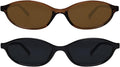 Retro Oval Sunglasses for Women Chic Cat Eye 90s Sunnies Lightweight Narrow Shades Trendy UV protection Sun Glasses