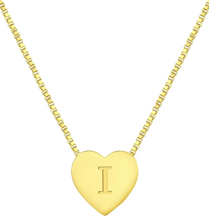 YL Initial Necklace 925 Sterling Silver Heart Letter Pendant A-Z Alphabet Cubic Zirconia Jewelry for Women