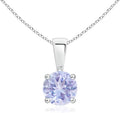 Angara Natural Tanzanite Solitaire Pendant for Women | Round Tanzanite Solitaire Pendant Necklace in 14K Solid Gold/Silver/Platinum With 18" Chain | December Birthday, Gemstone Jewelry Gift