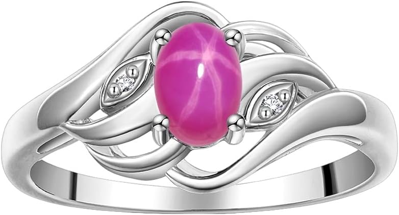 Rylos Ring featuring Classic Style, 6X4MM Birthstone Gemstone, & Diamonds - Elegant Jewelry for Women in Sterling Silver, Sizes 5-10