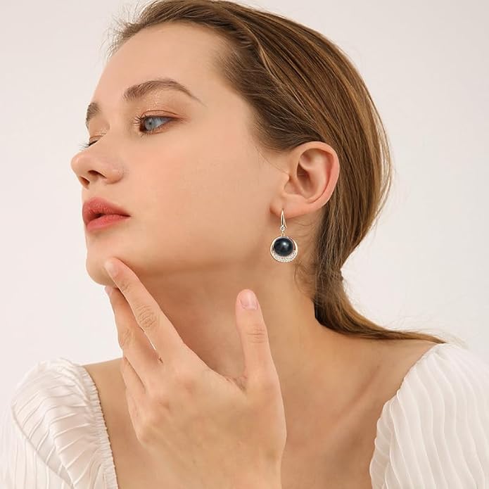 Gift for Wife -Pearl-Earrings-Gifts for Women- Wedding Birthday Anniversary-Mom Her Mothers Day Valentines Day Christmas-Sterling Silver Plated 18K Gold Pearl Dangle Earring Fine Jewelry
