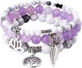 UEUC Tree of Life Yoga Healing Stone Bracelets,Multilayer Lotus Chakra Stone Reiki Bracelet Sets,Anxiety Crystal Natural Stone,for Women Stress Relief