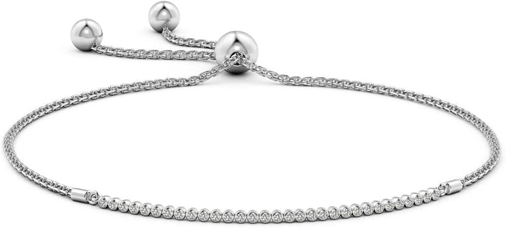 Angara Diamond Tennis Bolo Bracelet in 14K Solid Gold | Natural Diamond Adjustable Chain Bracelet for Women | April Birthstone Jewelry Gift For Women