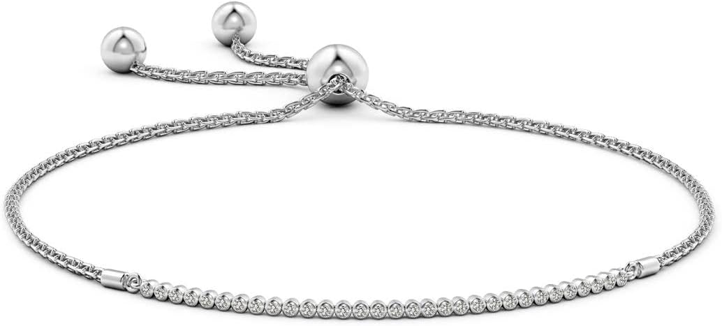 Angara Diamond Tennis Bolo Bracelet in 14K Solid Gold | Natural Diamond Adjustable Chain Bracelet for Women | April Birthstone Jewelry Gift For Women