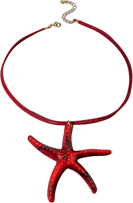 Starfish Necklace for Women,Vintage Gold Starfish Pendant Necklace Boho Colorful Rope Necklace Beach Party Classic Accessory