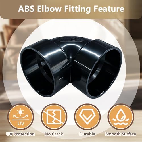 LESSO 4" Elbow ABS Pipe Fittings, 90 Degree Elbow, SCH40 Black - Image 5