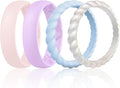 Egnaro Women's Bridal Rings Sets, Inner Arc Ergonomic Breathable Design Silicone Rubber Wedding Bands