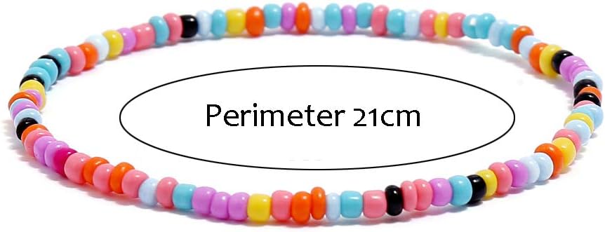 XIJIN 18 Pieces Elastic Beaded Anklets for Women Handmade Beach Boho Colorful Beads Ankle Bracelets Set